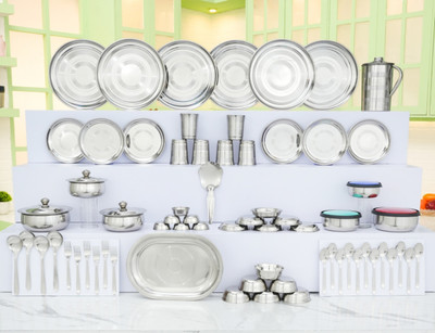 KIARAA Pack of 70 Stainless Steel KIARAA Dinner Set(Steel, Microwave Safe)