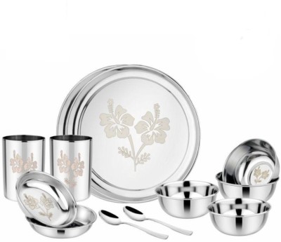 LEROYAL Pack of 12 Stainless Steel Glory & Designer Dinner Set(Steel)