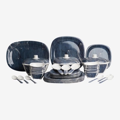 BATANIYA Pack of 40 Melamin Blue ethnic Triple Coated Dinner Set(Blue, Microwave Safe)