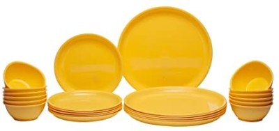 SWHF Pack of 24 Plastic Dinner Set(Yellow, Microwave Safe)