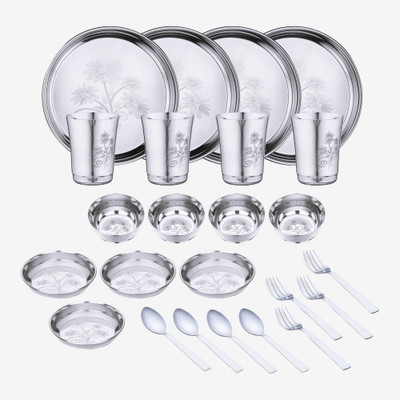 LIMETRO STEEL Pack Of 24 Stainless Steel Dinner Set  (Steel) For Rs. 899 @ 59 %