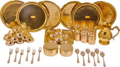 Shivshakti Arts Pack of 46 Brass Dinner Set(Yellow)