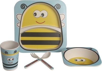 Baby Moo Bamboo Honey Bee Yellow Bamboo Fiber Dinner Set Dinner Set(Multicolor, Microwave Safe)