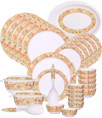 Servewell Pack of 31 Melamin Dinner Set Rnd - Badami Dinner Set(Multicolor)