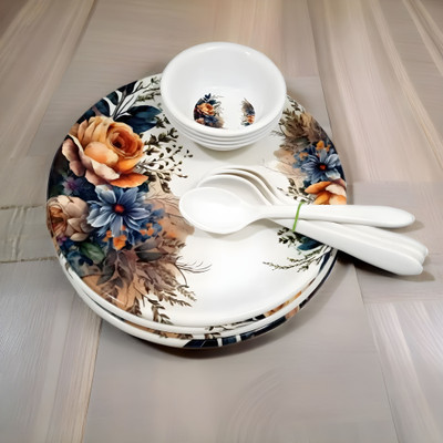 Inpro Pack of 12 Melamin 12 Pcs Melamine Dinner Set Dinner Set(Multicolor, Microwave Safe)