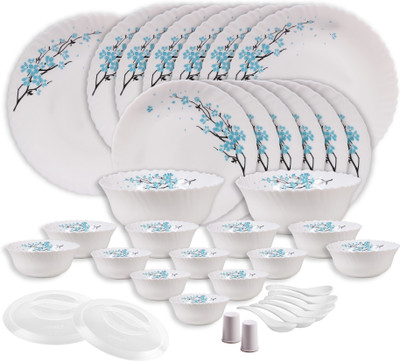 cello Pack of 37 Opalware Dazzle Blossom 37 Pcs Dinner Set(White, Microwave Safe)