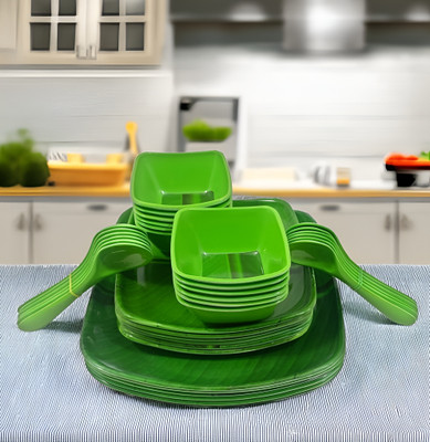 Inpro Pack of 36 Melamin Dinner Set for parties and ideal for picnics-perfect for all occasion Dinner Set(Green)