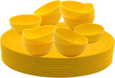 x pods Pack of 18 Plastic Dinner Set(Multicolor, Microwave Safe)