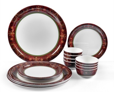 Superware Pack of 16 Melamin Food Grade | Dinner Set – Ornamental |Tableware, Stain Free Dinner Set(White)