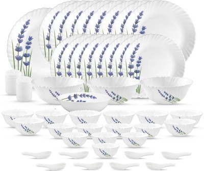 LAOPALA Pack of 47 Opalware Novo English Lavender 47 Pcs Dinner Set(White, Microwave Safe)