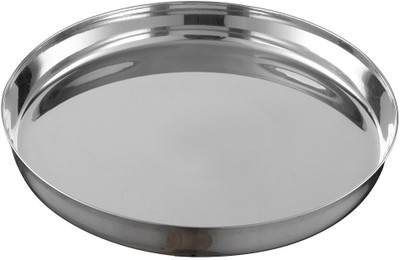 Tannu Craft Stainless Steel Stainless Steel thali Traditional Shape Heavy Gauge Dinner Plate/Bhojan Thali Dinner Set(Silver)