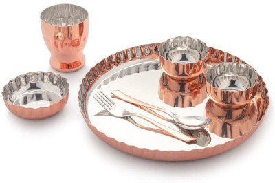 Dynore Pack of 7 Stainless Steel Stainless Steel Copper plated Premium Quality 7 Pcs Dinner Set Dinner Set(Multicolor)