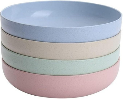 Red-Rubby Pack of 4 Plastic Round Dinner Set(Multicolor)