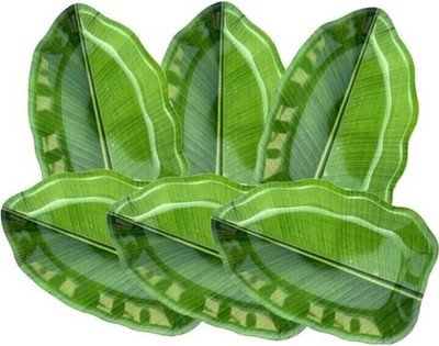 CARNIVAL Pack of 6 Melamin Melamine Banana Saucer/Plate(size 19x12 cm)Beautyfull Plate set 6 Pcs Dinner Set(Green)