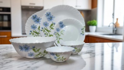 LAOPALA Pack of 27 Opalware BLUE DAISY CLASSIQUE Dinner Set(White, Blue, Green, Microwave Safe)