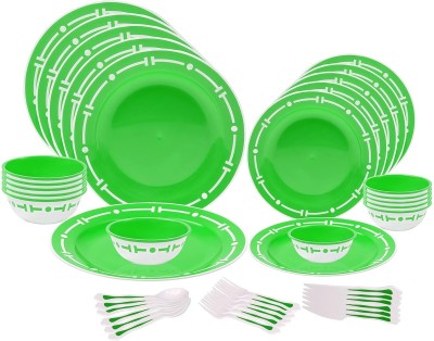 Cutting EDGE Pack of 42 Plastic Dinner Set(Green, Microwave Safe)