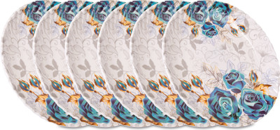 Home-pro Pack of 6 Melamin Home-Pro 6 Pieces Royal Rose Printed Melamine Dinner Plate Set, Floral Design Dinner Set(Multicolor)
