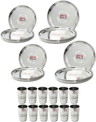 Anny Pack of 36 Stainless Steel SPBC8_12__SPBC13_12__SGTUP5_12 Dinner Set(Silver)