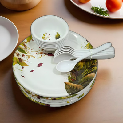 Inrpo Pack of 18 Melamin Dinner set providing everything you need for a complete dining experience. Dinner Set(Multicolor)
