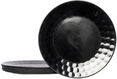 AE Maharani Pack of 6 Melamin Full Plate Set – 6 Pcs Premium Unbreakable, Lightweight & Elegant Dining Plates Dinner Set(Black, Microwave Safe)