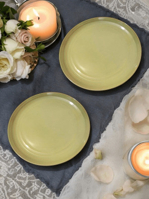 Aapti Crafts Pack of 2 Porcelain Pack of 2 Premium Ceramic Crockery for Dining & Gifting Dinner Set, Daily use Dinner Set(Green, Microwave Safe)