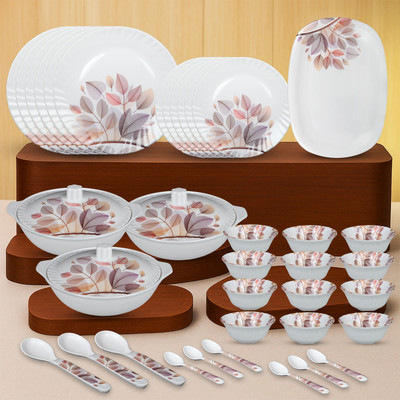 Sigri-wala Pack of 40 Melamin Dinner set Dinner Set(Beige, White)