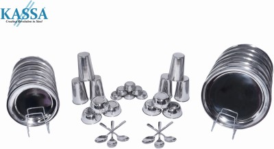 kassa Pack of 36 Stainless Steel Premium Ranage Heavy Gauge Stainless Steel Dinner Set(Silver, Microwave Safe)