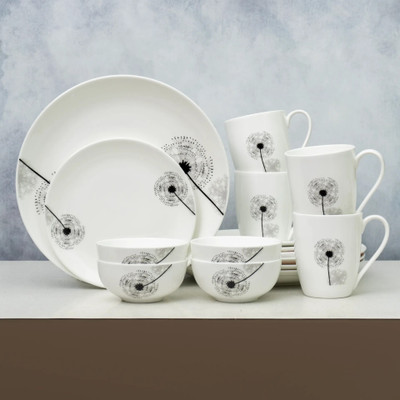 CLAY CRAFT Pack of 16 Ceramic Urmi ECO2 Dinner Set(White, Microwave Safe)
