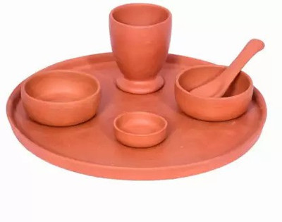 hc the crafts Pack of 6 Earthenware Dinner Set(Brown)