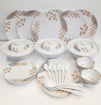 Radhe Crockery Pack of 40 Melamin OPAL Dinner Set(White)