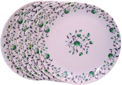 CARNIVAL Pack of 6 Melamin Smart model no-502,10 inch full dinner plate set-6 pcs of melamine Dinner Set(White)