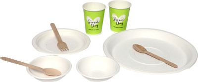 KSI Pack of 100 Paper Disposabal Plain Plates Combo Dinner Set(White)