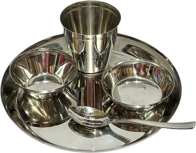 Dynore Pack of 5 Stainless Steel Plain Design Kids Special 5 Pcs Dinner Set/ Gift Set/ Serving Set Dinner Set(Silver)