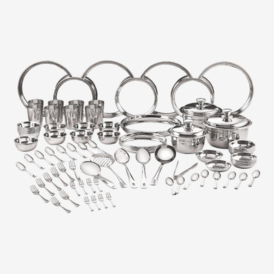 NEELAM Pack of 101 Stainless Steel Premium Eco Dinner Set Dinner Set(Silver)