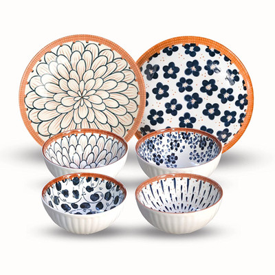 Kitcheniqa Pack of 6 Ceramic Kitcheniqa Dinner Set for Gift, Japanese Style Dinnerware Set, Crockery for Gift Dinner Set(White, Microwave Safe)
