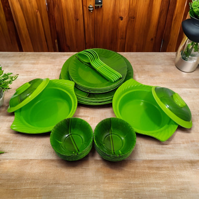 Inpro Pack of 34 Melamin Banana Leaf Dinner set for parties & ideal for picnics-perfect for all occasion Dinner Set(Green)