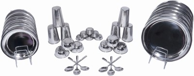 Kitchen Krafters Pack of 36 Stainless Steel Dinner Set(Silver, Microwave Safe)
