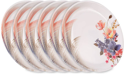 Home-pro Pack of 6 Melamin Home-Pro 6 Pieces Melamine Dinner Plate Set Boss 302, Floral Design Dinner Set(Multicolor)