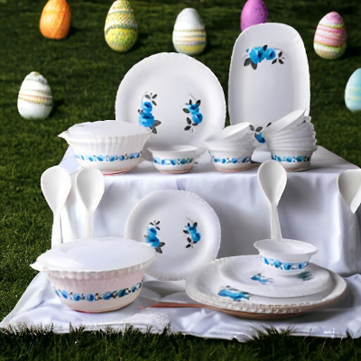 Pipasa Pack Of 24 Plastic 8peicedinnerset Dinner Set  (White, Microwave Safe) For Rs. 734 @ 41 %