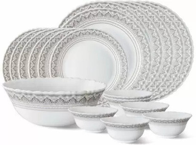 BOROSIL Pack of 19 Opalware LARAH BY BOROSIL PACK OF 19 CLASSIC DINNER SET Dinner Set(White, Microwave Safe)