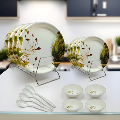 Inpro Pack of 16 Melamin Dinner Set Lightweight tableware for everyday use. Dinner Set(Multicolor, Microwave Safe)