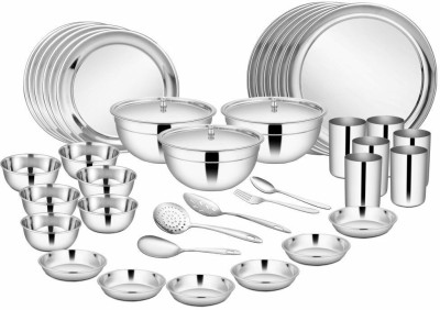 Shri & Sam Pack of 51 Stainless Steel High Grade Dinner Set(Silver)