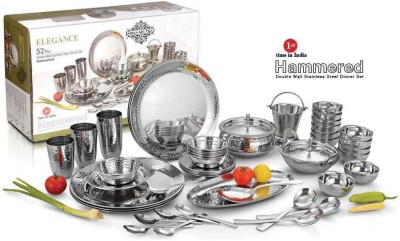 IndianArtVilla Pack of 52 Stainless Steel Dinner Set(Silver)