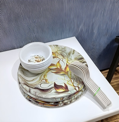 Inpro Pack of 18 Melamin Dinner set for parties - Lightweight and Easy Handling Dinner Set(Multicolor)