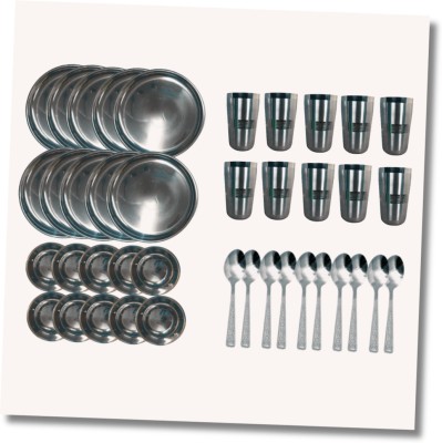 SHINI LIFESTYLE Pack of 40 Stainless Steel Dinner Set(Silver)