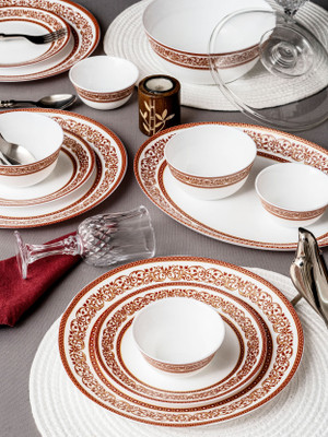 cello Pack of 29 Opalware Glass Dinner Set of 29pcs Dinner Set(White)