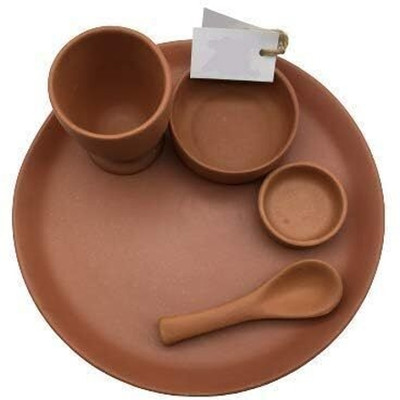 Jetwals Pack of 5 Earthenware clay Dinner Set Dinner Set(Brown)