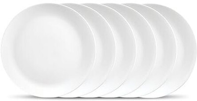 Kriti Traders Pack of 6 Opalware Plain White Dinner Plate for dining & gifting Dinner Set(White, Microwave Safe)