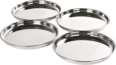 SAVYA HOME Pack of 4 Steel Dinner Set(Silver)