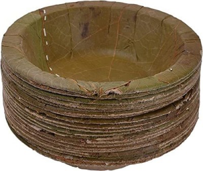 Doberyl Pack of 50 Wood Hand-Made, Disposable,Plant-Leaf disposables In Round Bowl pattal Dona 50 pcs Dinner Set(Brown)